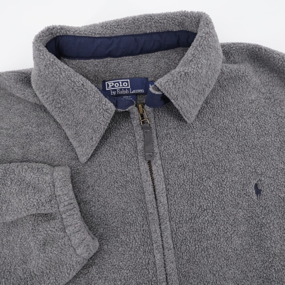 Vintage Polo Ralph Lauren Polartec Full Zip Fleece Jacket Grey Mens Large